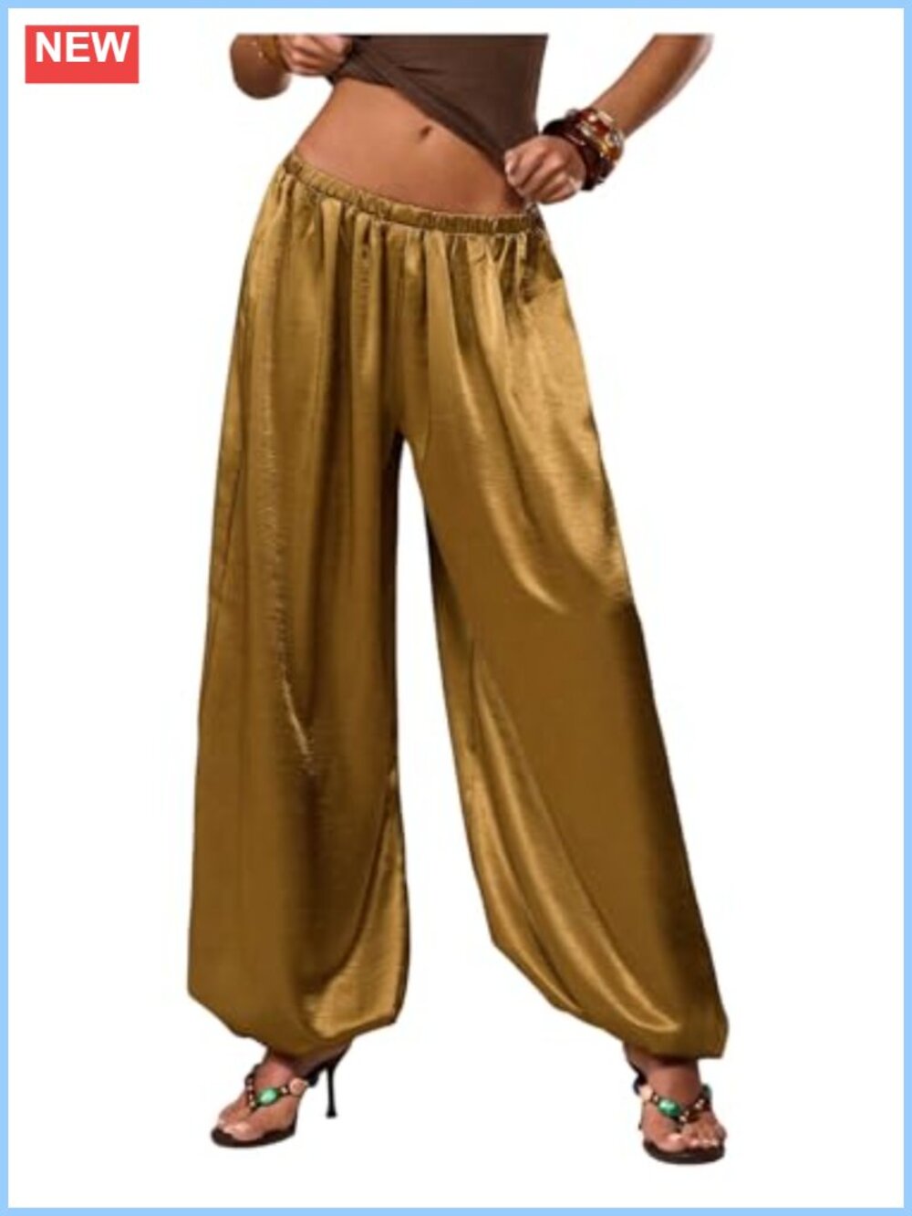Satin Harem Palazzo Pants Flowy Balloon Barrel Resort Wear